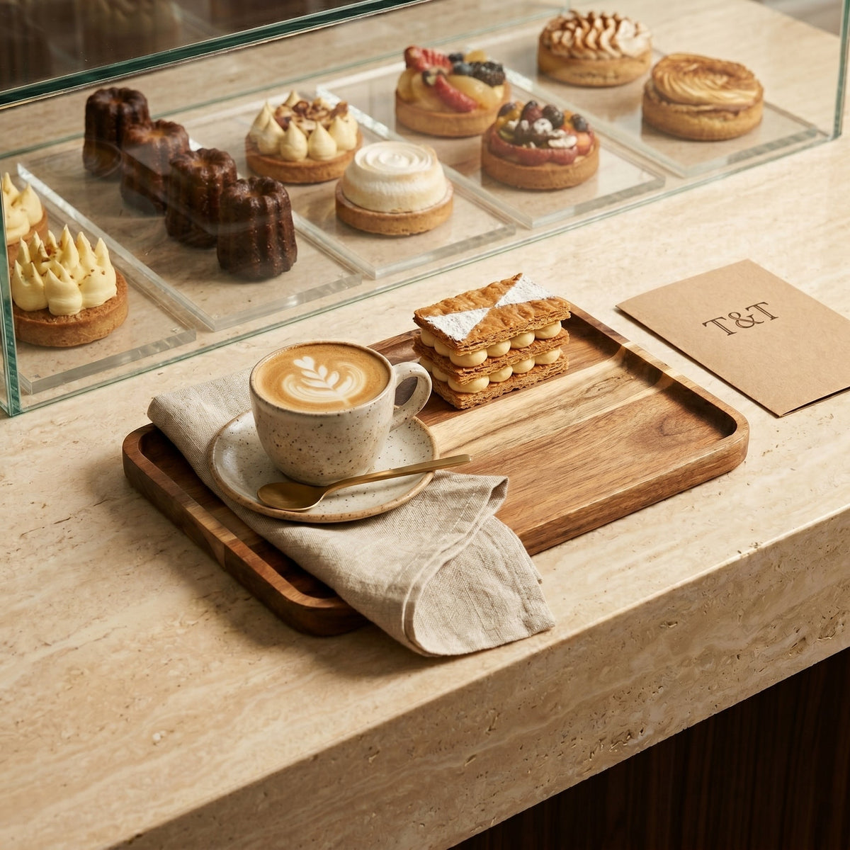 Bevelled Acacia Serving Tray – Four Sizes & Pack Options – product view 2