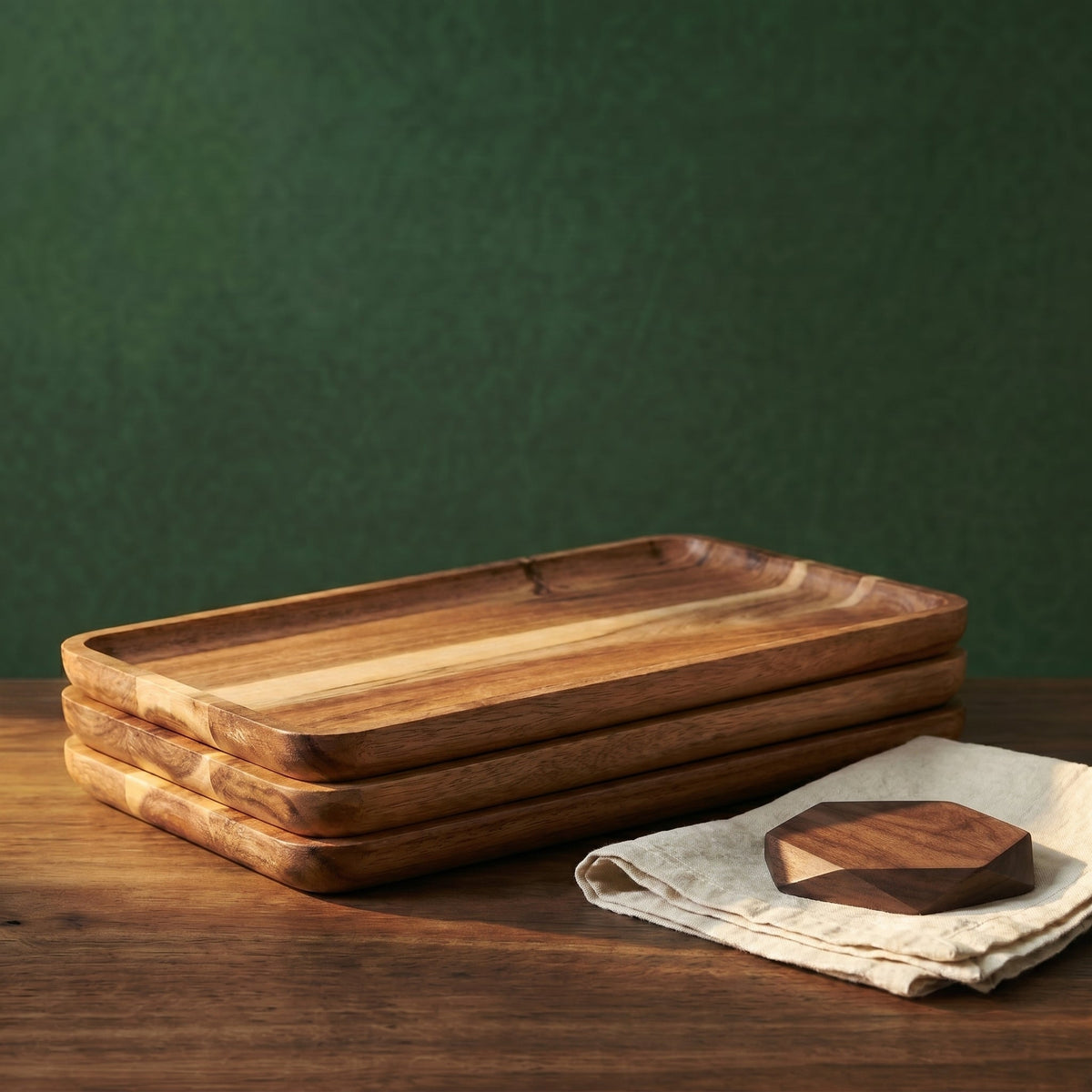 Bevelled Acacia Serving Tray – Four Sizes & Pack Options – product view 5
