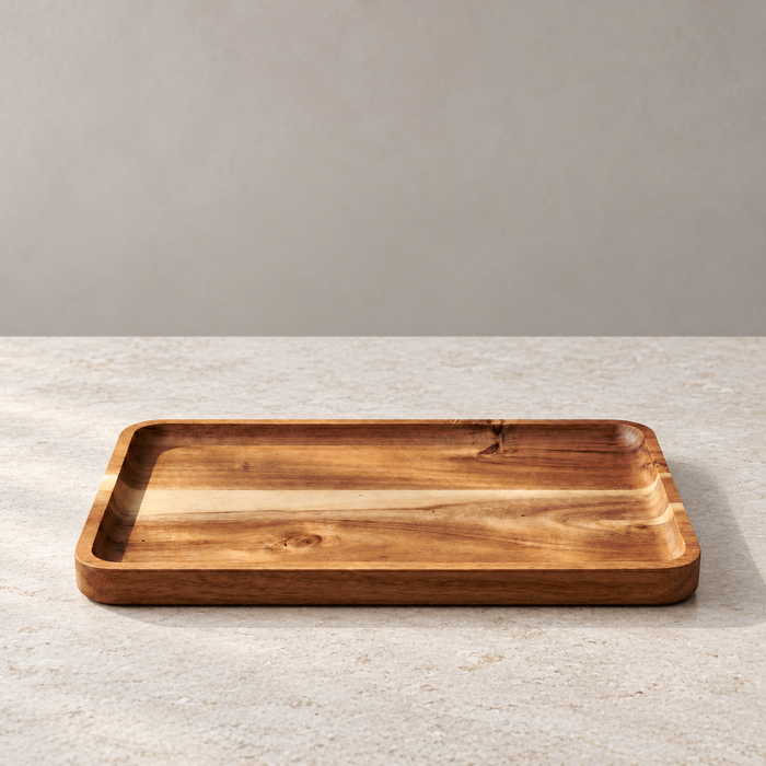Bevelled Acacia Serving Tray – Four Sizes & Pack Options
