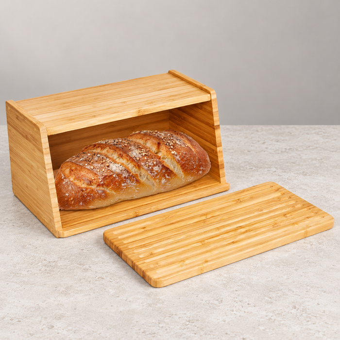 Bamboo Bread Bin with Removable Crumb-Groove Board